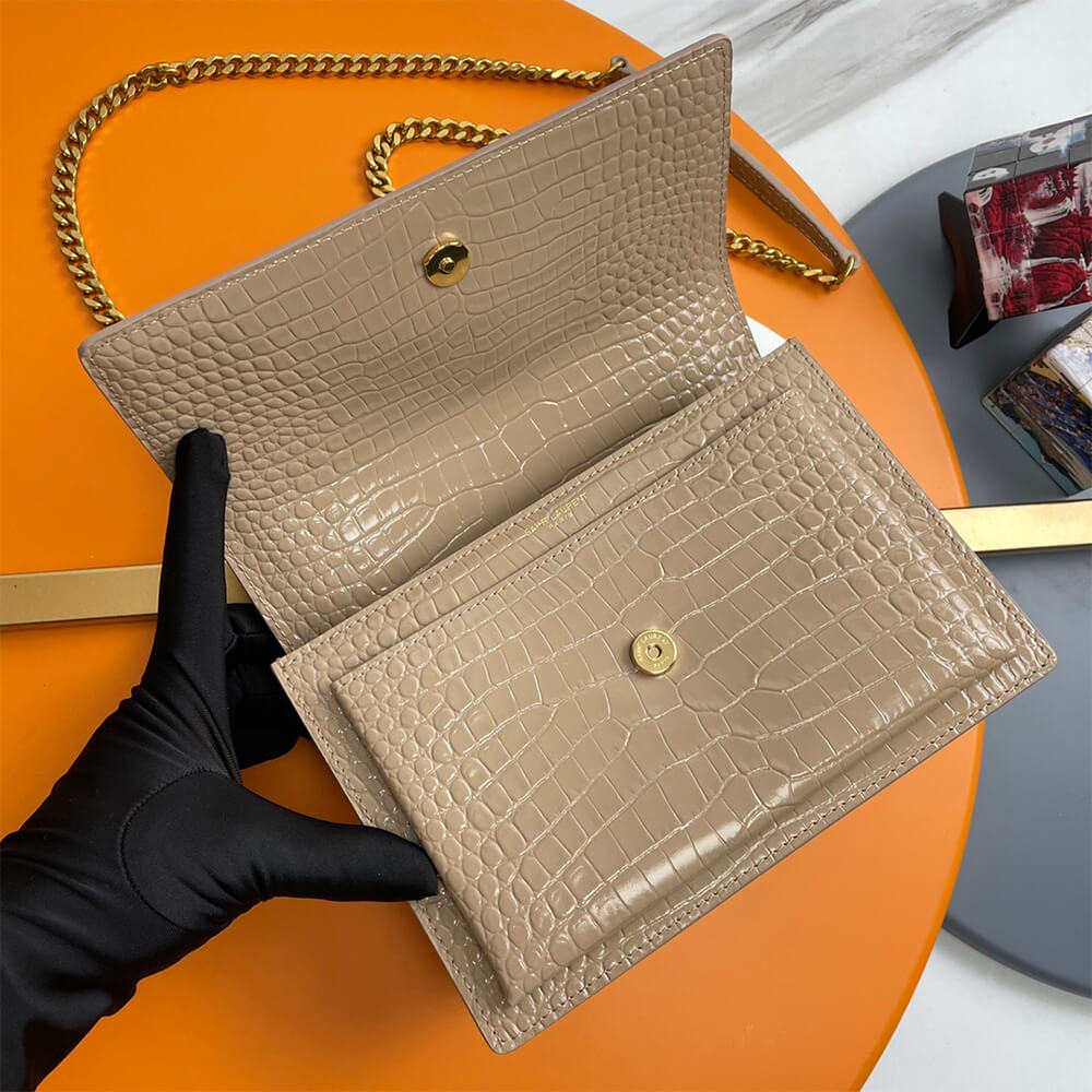 YSL Crocodile-embossed leather SUNSET Medium