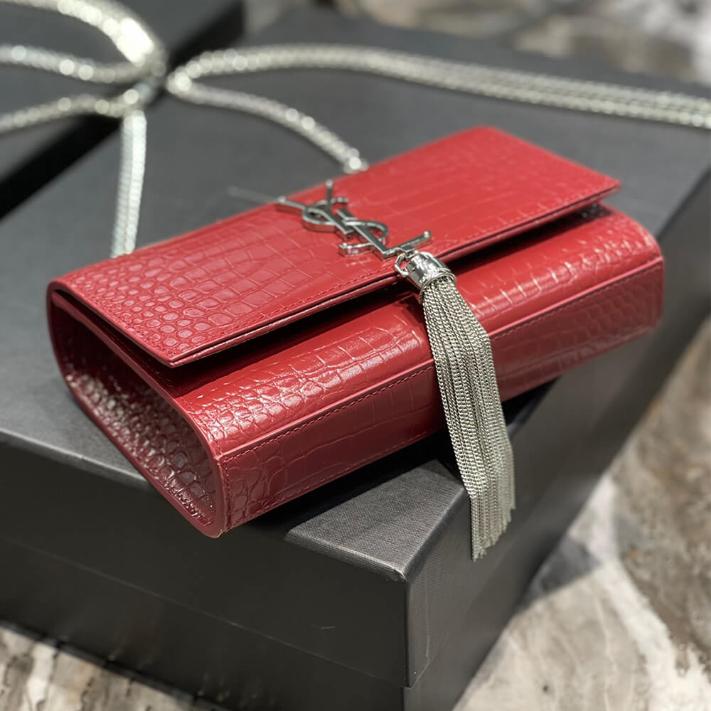 YSL KATE EMBOSSED SHOULDER BAG