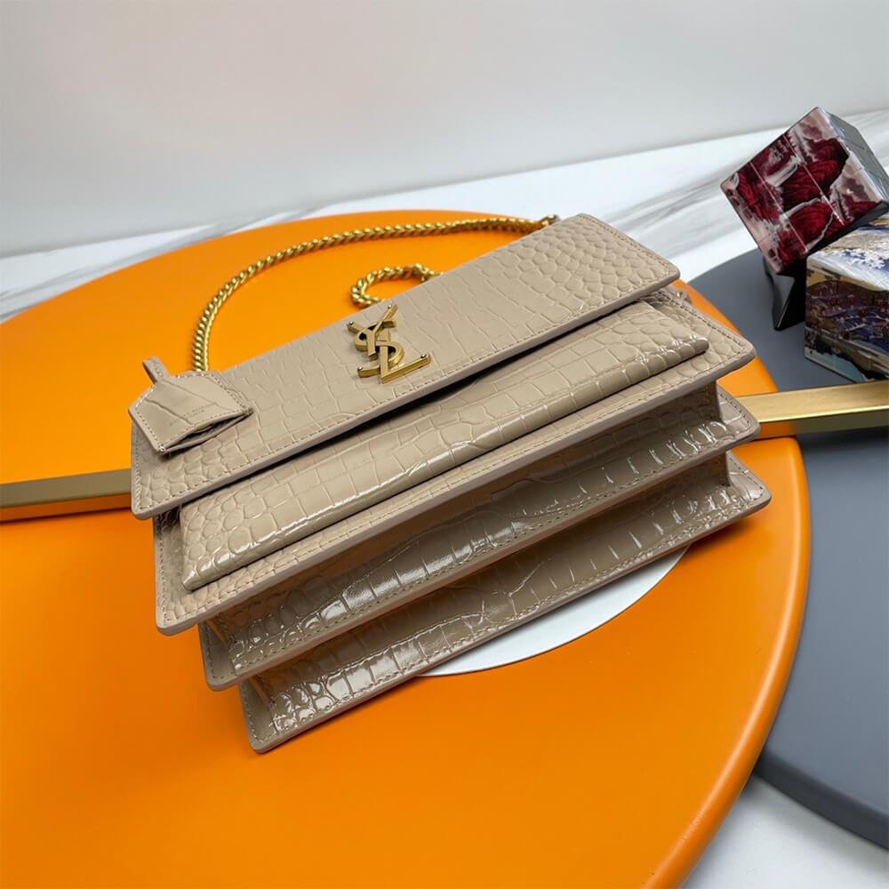 YSL Crocodile-embossed leather SUNSET Medium