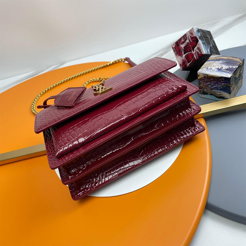 YSL Crocodile-embossed leather SUNSET Medium