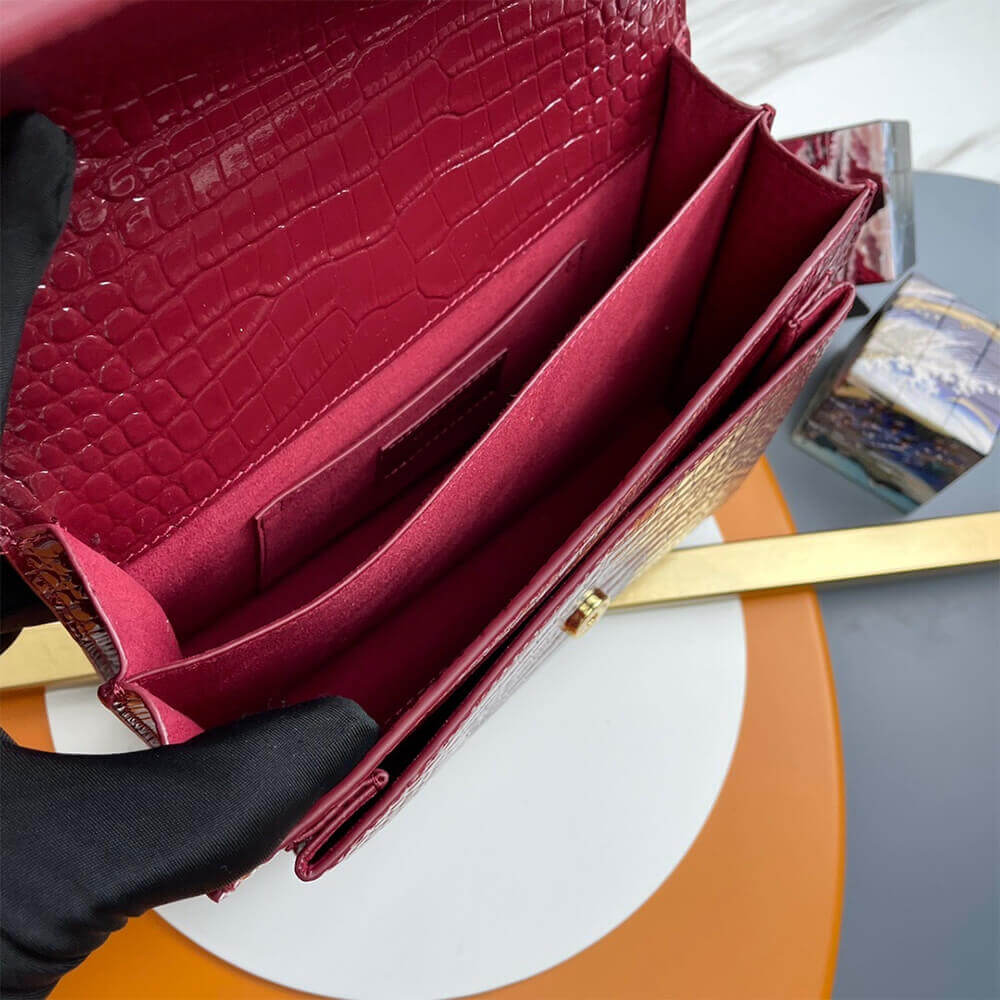 YSL Crocodile-embossed leather SUNSET Medium