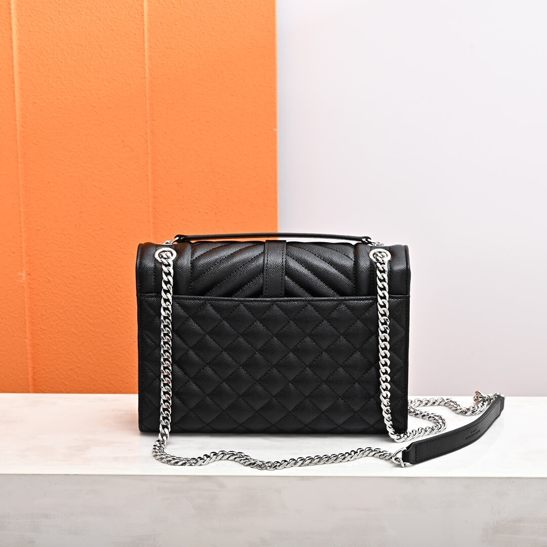 YSL ENVELOPE MEDIUM IN QUILTED GRAIN DE POUDRE EMBOSSED LEATHER