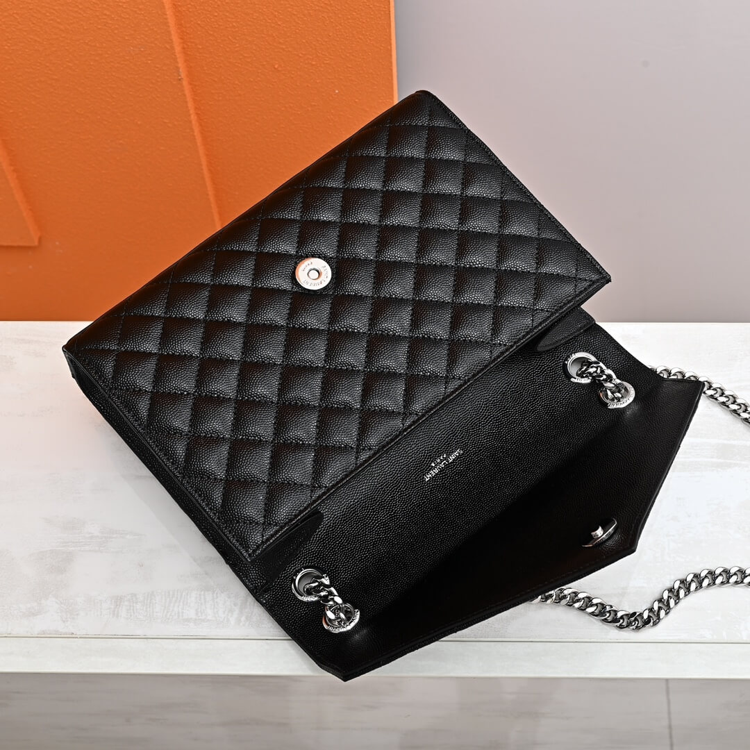 YSL ENVELOPE MEDIUM IN QUILTED GRAIN DE POUDRE EMBOSSED LEATHER