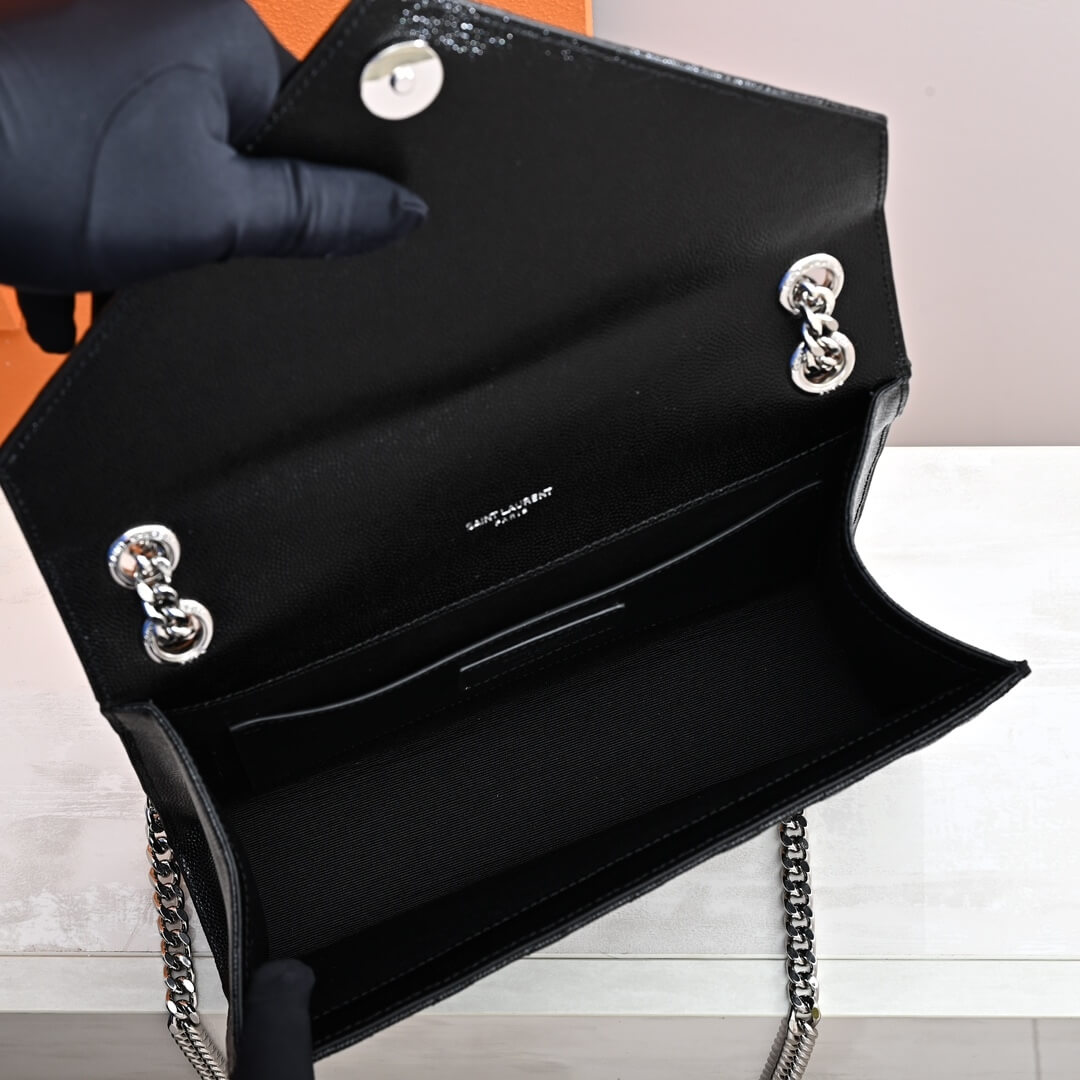 YSL ENVELOPE MEDIUM IN QUILTED GRAIN DE POUDRE EMBOSSED LEATHER