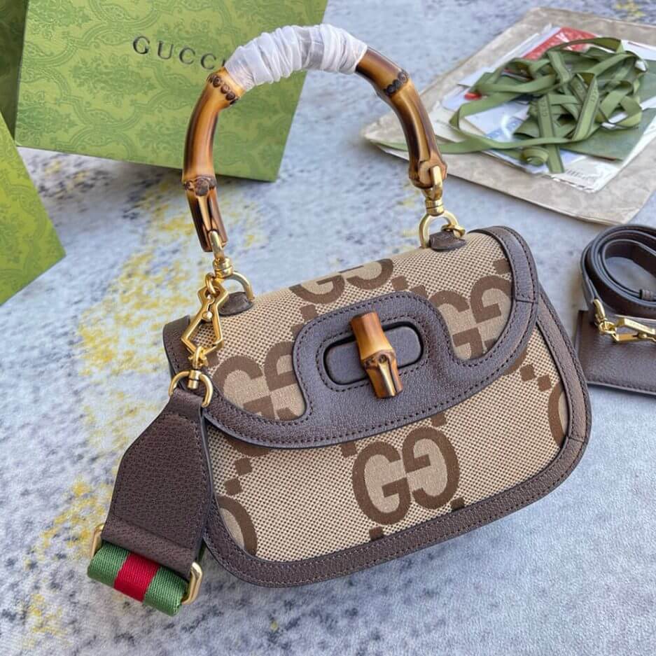 G*u*i bamboo 1947 jumbo gg small top handle bag